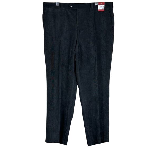 NWT Louis Raphael Pleated Dress Pants Mens 40x30 Black Fine Wale Corduroy Career - Picture 1 of 5